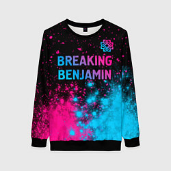 Свитшот женский Breaking Benjamin - neon gradient: символ сверху, цвет: 3D-черный