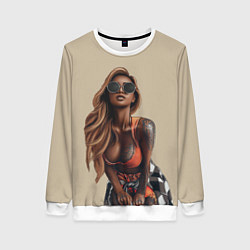 Свитшот женский Девушка с тату, цвет: 3D-белый