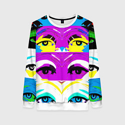 Свитшот женский Eyes - pop art - neural network, цвет: 3D-белый