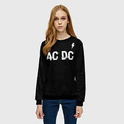Свитшот женский AC DC glitch на темном фоне: символ сверху, цвет: 3D-черный — фото 2