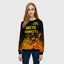 Свитшот женский Arctic Monkeys - gold gradient: символ сверху, цвет: 3D-черный — фото 2
