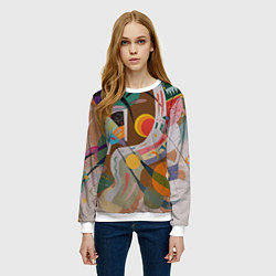 Свитшот женский Искусство Кандинского - Доминирующая кривая, цвет: 3D-белый — фото 2