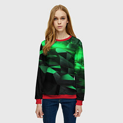Свитшот женский Зеленые квадратные плиты, цвет: 3D-красный — фото 2