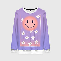 Свитшот женский Позитивная ромашка, цвет: 3D-белый
