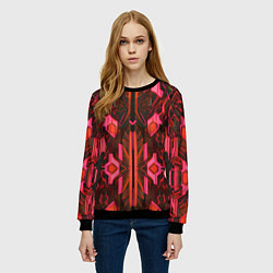 Свитшот женский Киберпанк неоновая броня красная, цвет: 3D-черный — фото 2