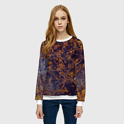 Свитшот женский Абстракция - анютины глазки, цвет: 3D-белый — фото 2