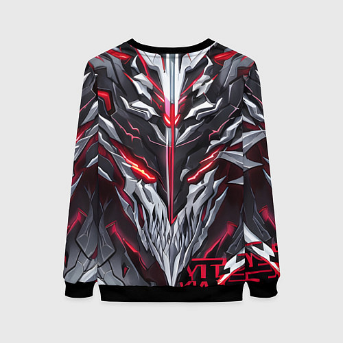 Женский свитшот Красный неоновый кибер демон / 3D-Черный – фото 2