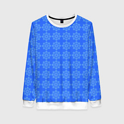 Женский свитшот Паттерн синий со снежинками