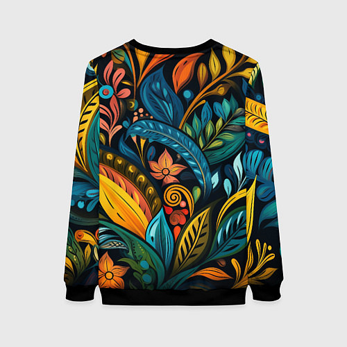 Женский свитшот Растительный узор в бразильском стиле / 3D-Черный – фото 2