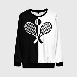 Свитшот женский Теннис - чёрно белое, цвет: 3D-черный