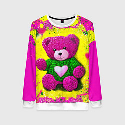 Женский свитшот Розовый мишка в вязаном свитере