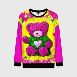 Женский свитшот Розовый мишка в вязаном свитере