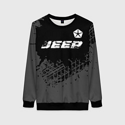 Свитшот женский Jeep speed на темном фоне со следами шин посередин, цвет: 3D-черный
