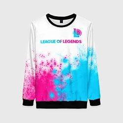 Свитшот женский League of Legends neon gradient style посередине, цвет: 3D-черный