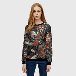 Свитшот женский Татуировка ирезуми в японском стиле, цвет: 3D-черный — фото 2