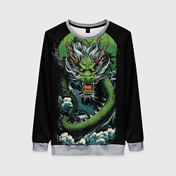 Свитшот женский Зеленый дракон символ 2024, цвет: 3D-меланж