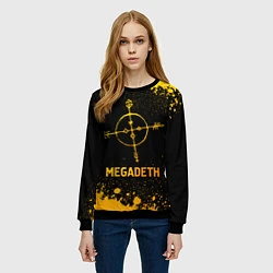 Свитшот женский Megadeth - gold gradient, цвет: 3D-черный — фото 2