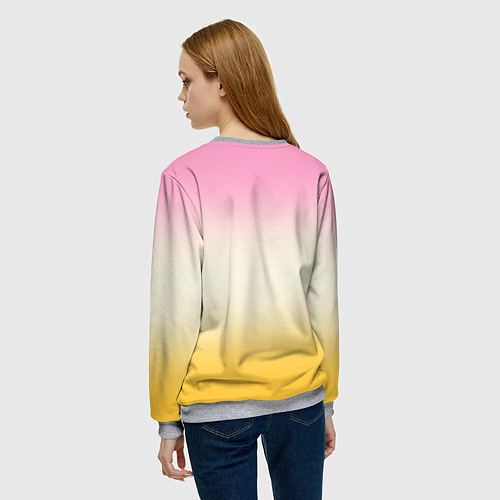 Женский свитшот Розовый бежевый желтый градиент / 3D-Меланж – фото 4