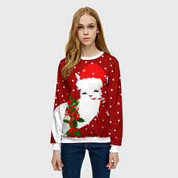 Свитшот женский Лама - альпака с леденцом, цвет: 3D-белый — фото 2