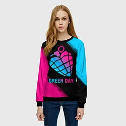 Свитшот женский Green Day - neon gradient, цвет: 3D-черный — фото 2
