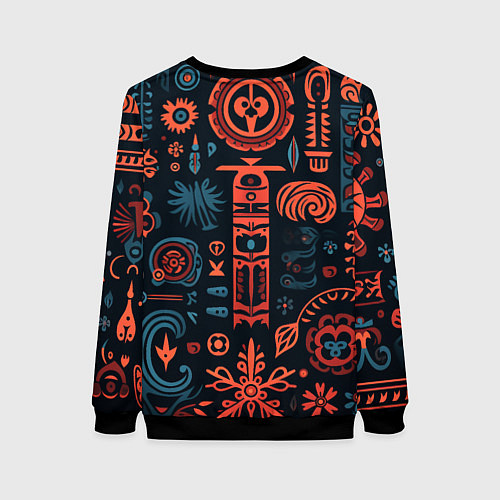 Женский свитшот Абстрактный паттерн в славянской стилистике / 3D-Черный – фото 2