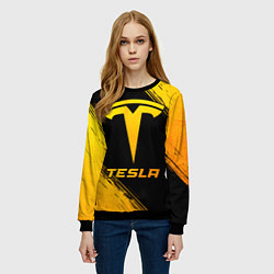 Свитшот женский Tesla - gold gradient, цвет: 3D-черный — фото 2