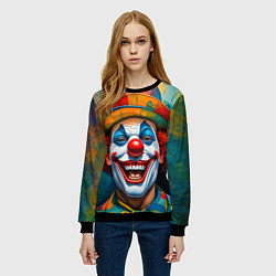 Свитшот женский Нейросеть - Хэллоуин безумный клоун, цвет: 3D-черный — фото 2
