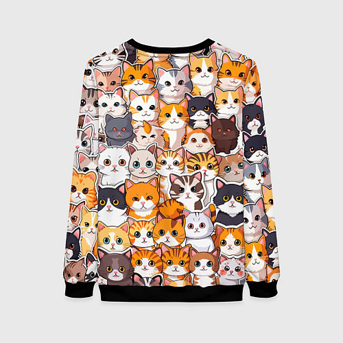 Женский свитшот Очень много котиков / 3D-Черный – фото 2