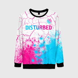 Свитшот женский Disturbed neon gradient style посередине, цвет: 3D-черный