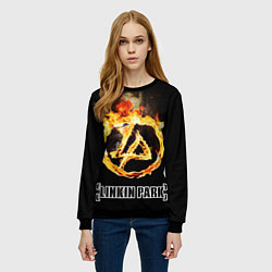 Свитшот женский Linkin Park - fire logo, цвет: 3D-черный — фото 2