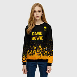 Свитшот женский David Bowie - gold gradient посередине, цвет: 3D-черный — фото 2