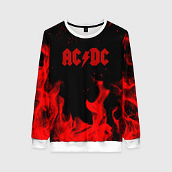 Свитшот женский AC DC огненный стиль, цвет: 3D-белый