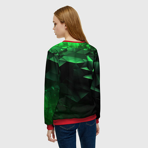 Женский свитшот Видение зеленого в абстракции / 3D-Красный – фото 4