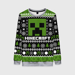 Свитшот женский Minecraft christmas sweater, цвет: 3D-меланж