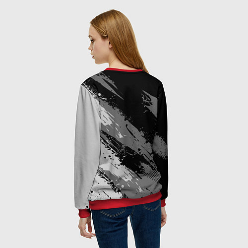 Женский свитшот Volvo - монохромный серый / 3D-Красный – фото 4