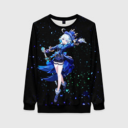 Свитшот женский Фурина - гидро архонт, цвет: 3D-черный