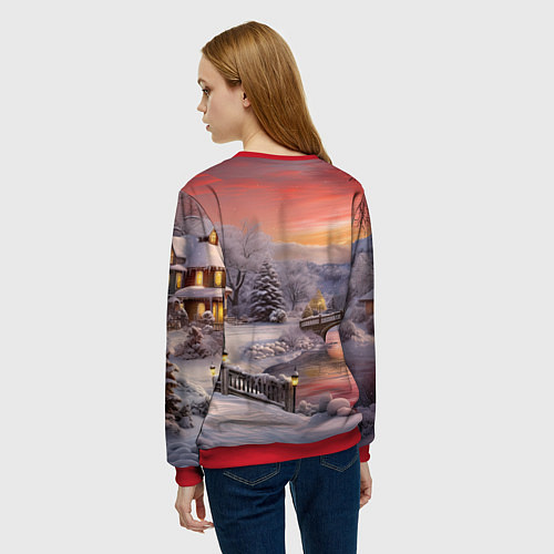 Женский свитшот Морозная сказка праздника / 3D-Красный – фото 4