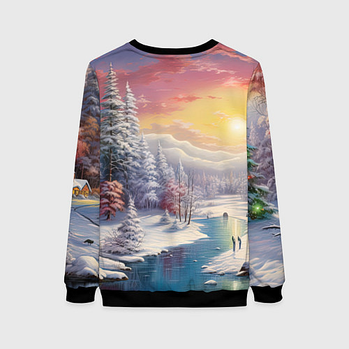 Женский свитшот Сказочное сияние нового года / 3D-Черный – фото 2