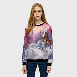 Свитшот женский Волшебное сияние новогодних огней, цвет: 3D-черный — фото 2