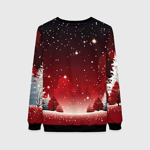 Женский свитшот Зимний берег реки с деревьями и льдом / 3D-Черный – фото 2