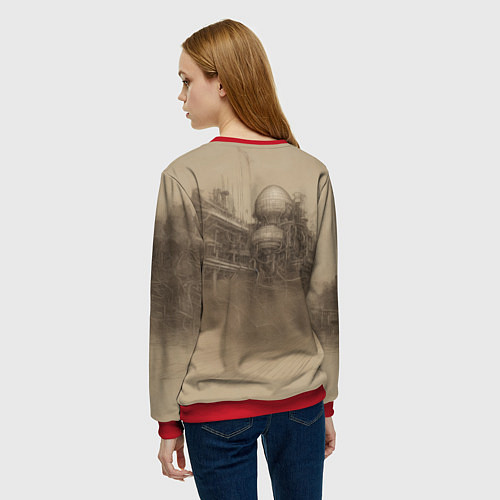 Женский свитшот Скетч футуристичного спорткара / 3D-Красный – фото 4