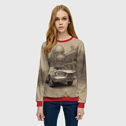 Свитшот женский Скетч футуристичного спорткара, цвет: 3D-красный — фото 2