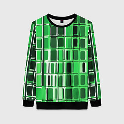 Свитшот женский Зелёные прямоугольники, цвет: 3D-черный