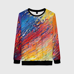 Женский свитшот Смешение масляных красок синий жёлтый красный живо