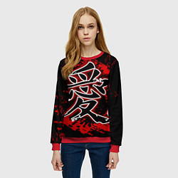 Свитшот женский Иероглиф любовь, цвет: 3D-красный — фото 2