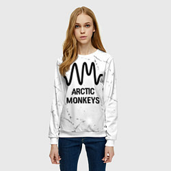 Свитшот женский Arctic Monkeys glitch на светлом фоне, цвет: 3D-белый — фото 2