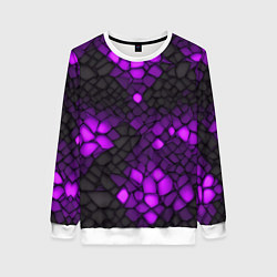 Свитшот женский Фиолетовый трескающийся камень, цвет: 3D-белый