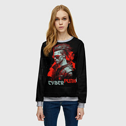 Свитшот женский Cyberpunk man, цвет: 3D-меланж — фото 2