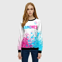 Свитшот женский Ramones neon gradient style посередине, цвет: 3D-черный — фото 2