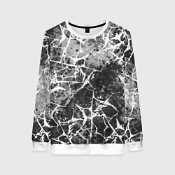 Женский свитшот Абстракция - белые трещины на сером фоне